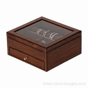 Wooden Jewelry Box with One Open Drawer, Measures 8.5 x 8 x 4 Inches